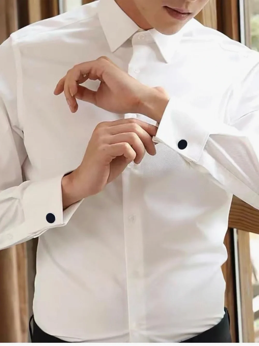 Dannyshi Black Round Men's Cufflinks with gift box